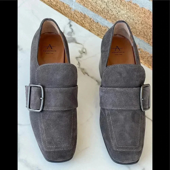 Aquatalia Womens Loreen Gray Loafer Heel shoes 9.5 - Picture 3 of 12